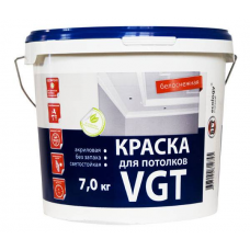 Краска интерьерная акриловая VGT ВД-АК-2180 для потолков (белоснежная), 7кг