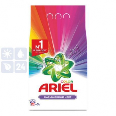 Стиральный порошок Ariel для цветного белья, насыщенный цвет (автомат), 3кг