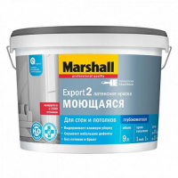 Краска моющаяся для стен и потолков латексная глубокоматовая Marshall Export-2, 9л