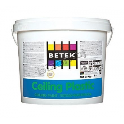 Краска декоративная матовая эмульсионная белая  для внутренних работ BETEK CEILING PLASTIC, 20кг