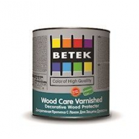 Прозрачная глянцевая декоративная защитная пропитка-лак для деревянных поверхностей BETEK WOOD CARE VARNISHED, 0,75кг