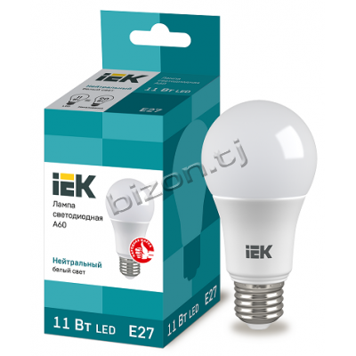 Лампа светодиодная IEK A60 шар 11Вт 230В 4000К E27