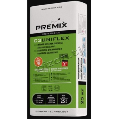 Premix C3 Uniflex white Белый клей для мрамора и мозаики, 25кг