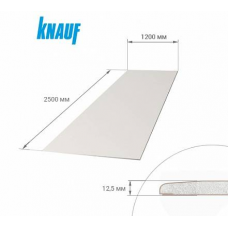 Гипсокартонный (стеновой) лист Knauf 1200*2500*12,5мм (Казахстан)