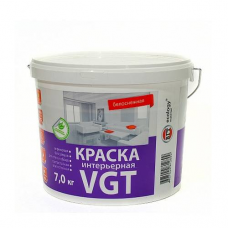 Краска интерьерная акриловая VGT ВД-АК-2180 для стен (белоснежная), 7кг