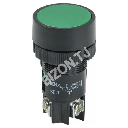 Кнопка SB-7 "Пуск" зеленая 1НО+1НЗ d22мм/240В, IEK