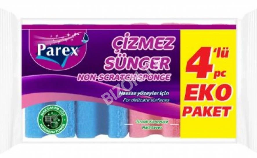Губки для мытья посуды с защитой от маникюра Parex, 4шт
