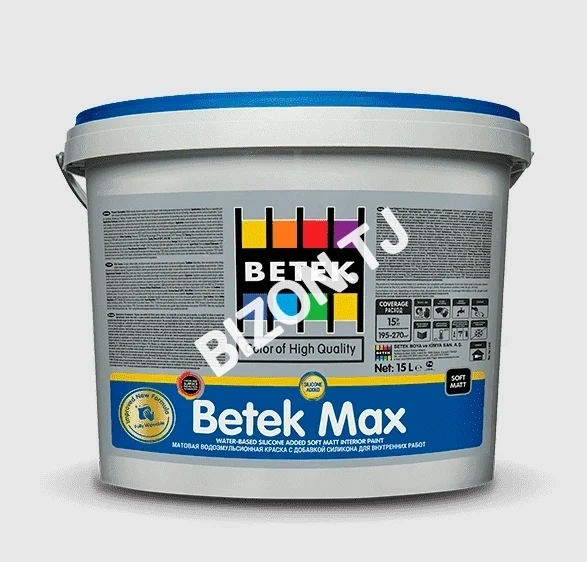 Матовая водоэмульсионная краска Betek Max для внутренних работ, 2,5кг