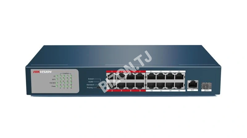 Сетевой коммутатор Hikvision DS-3E0318P-E/M, 16-портовый