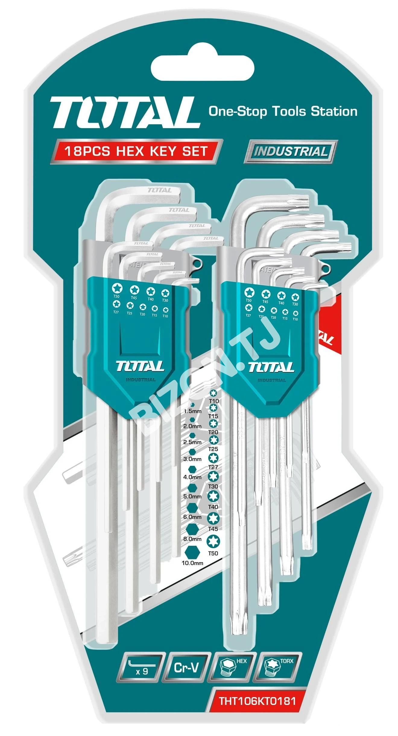 Набор ключей имбусовых TOTAL THT106KT0181, 18 шт