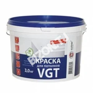 Краска интерьерная акриловая VGT ВД-АК-2180 для потолков (белоснежная), 3кг