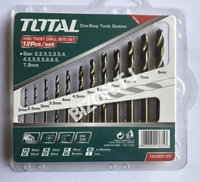 Набор сверл по металлу TOTAL TACSD0125, 12шт