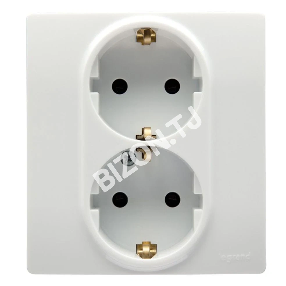 Двойная розетка с заземлением 2P+E, LEGRAND NILOE 764544, белый