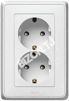 Розетка двойная 2х2К+3 немецкий стандарт в сборе16А, LEGRAND CARIVA 773627, белый