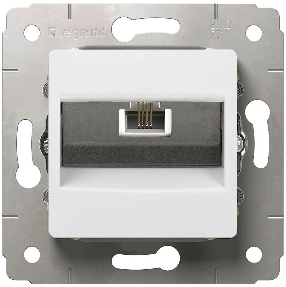 Розетка телефонная RJ11, 4 контакта LEGRAND CARIVA 773638, белый