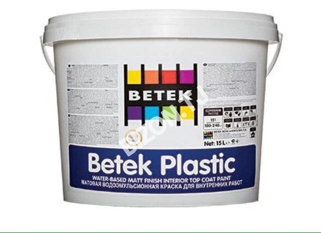 Декоративная матовая эмульсионная краска для внутренних работ BETEK PLASTIC 7.5кг