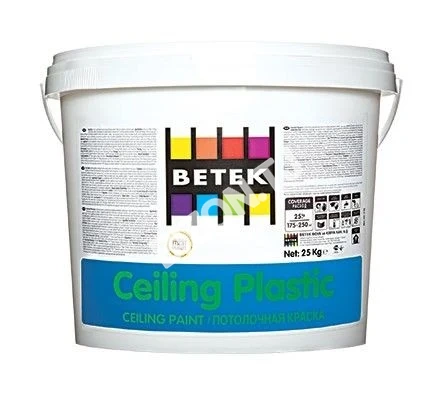 Краска декоративная матовая эмульсионная белая для внутренних работ BETEK CEILING PLASTIC, 20кг