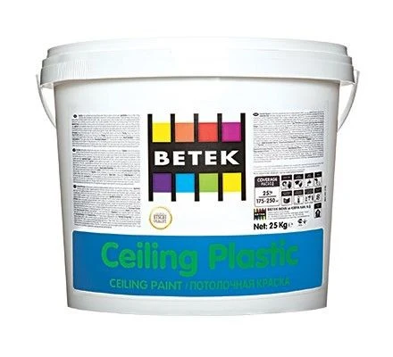 Краска декоративная матовая эмульсионная белая для внутренних работ BETEK CEILING PLASTIC, 25кг