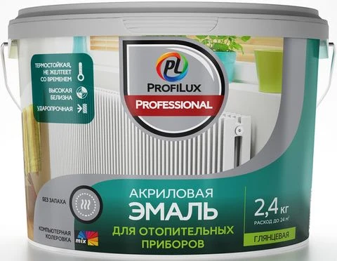 Акриловая эмаль для отопительных приборов PROFILUX PROFESSIONAL, 2,4кг