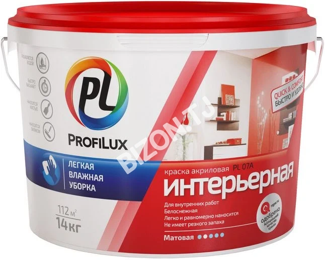 Краска акриловая интерьерная PROFILUX PL-07A, 7кг