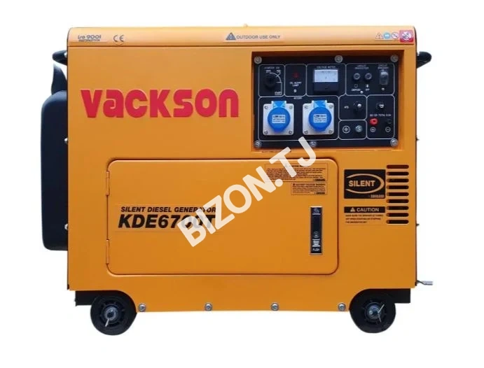 Генератор дизельный VACKSON KDE6700T 5.5 кВт в шумопоглощающем кожухе, однофазный 3