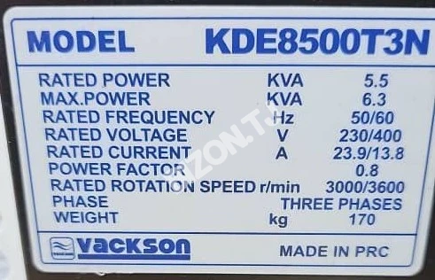 Генератор дизельный VACKSON KDE8500T3N 5.5 кВт в шумопоглощающем кожухе, трехфазный 2