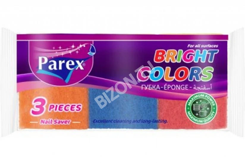 Яркие цветные губки для мытья посуды Parex, 3шт