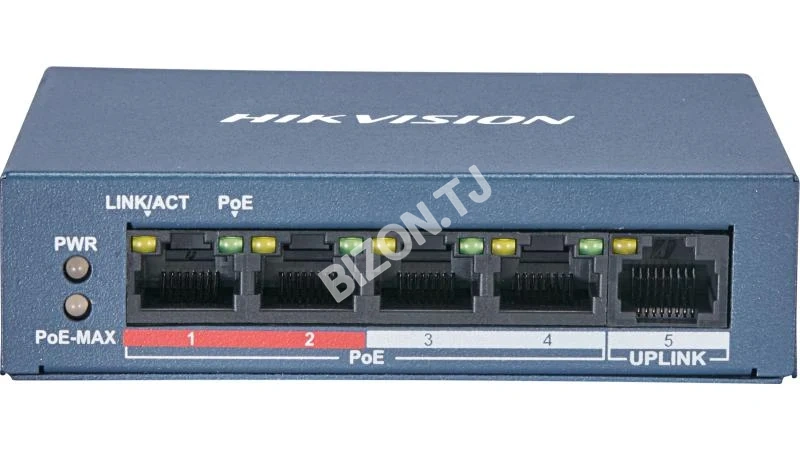 Сетевой коммутатор Hikvision DS-3E0105P-E/M, 4-портовый