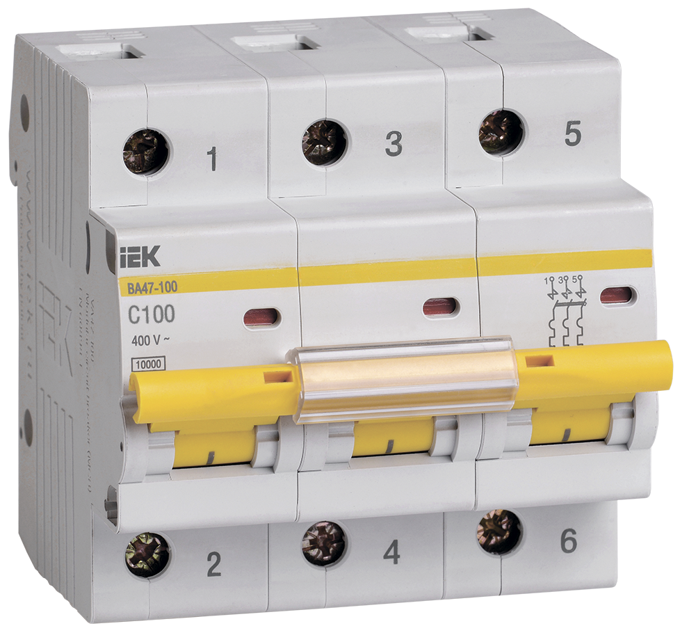 Автомат выключатель ВА47-100 3Р 100A 10кА С IEK