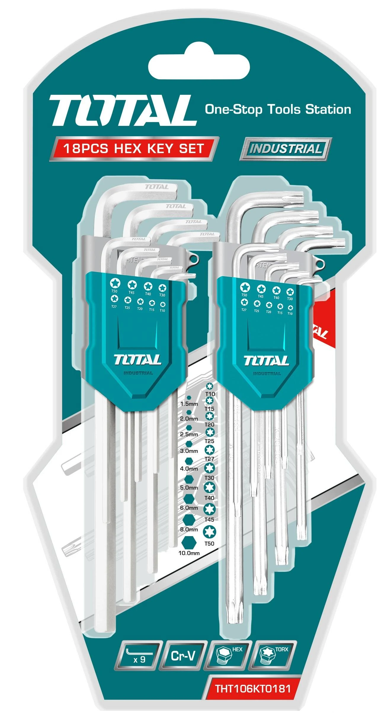 Набор ключей имбусовых TOTAL THT106KT0181, 18 шт
