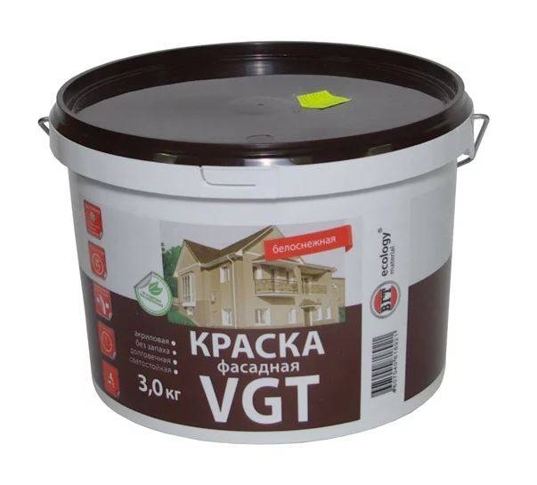 Краска VGT фасадная (белоснежная) 3кг.