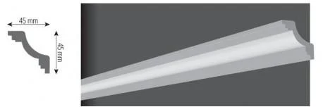 Потолочный плинтус(Багет) Vidella O45 45x45mm