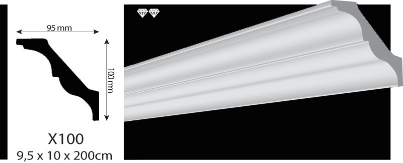 Потолочный плинтус(Багет) Vidella X100 95x100mm