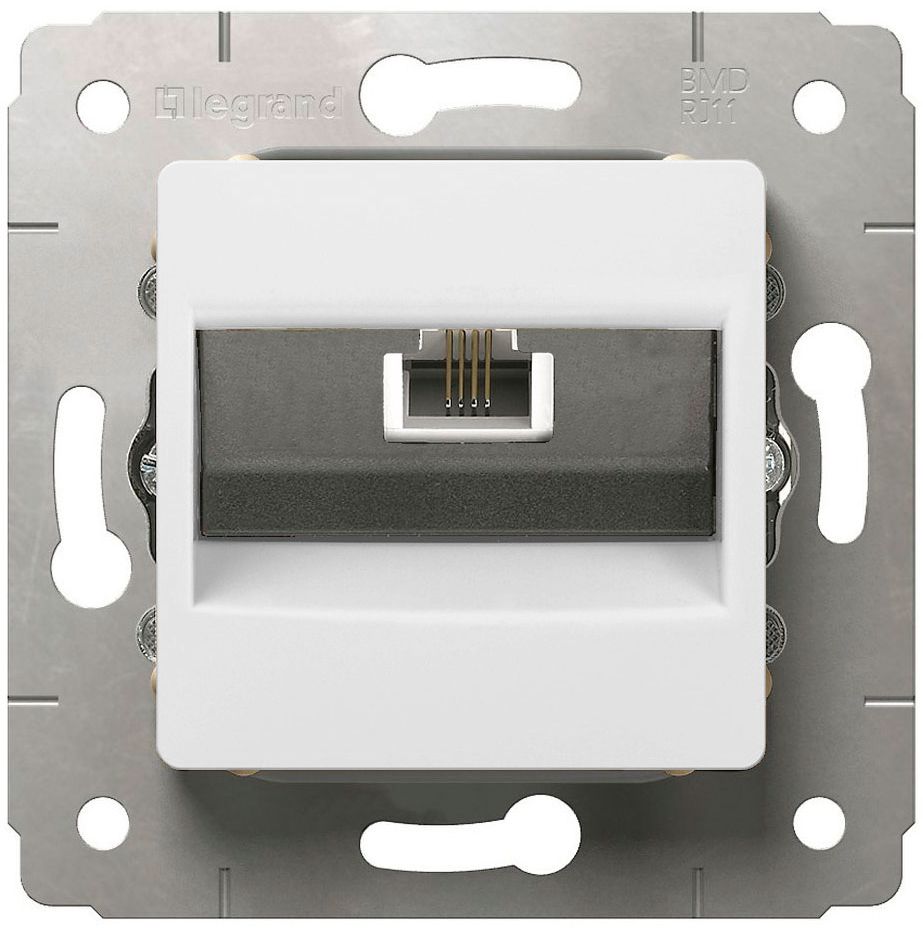Розетка телефонная RJ11, 4 контакта LEGRAND CARIVA 773638, белый
