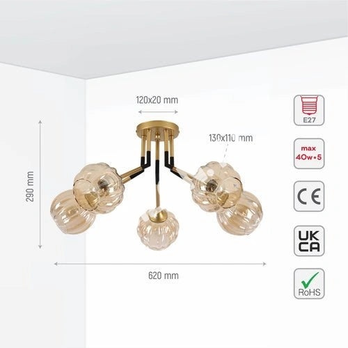 Люстра 52038 5xE27 CHAMPAGNE+золотой+BLACK1, 159-17662