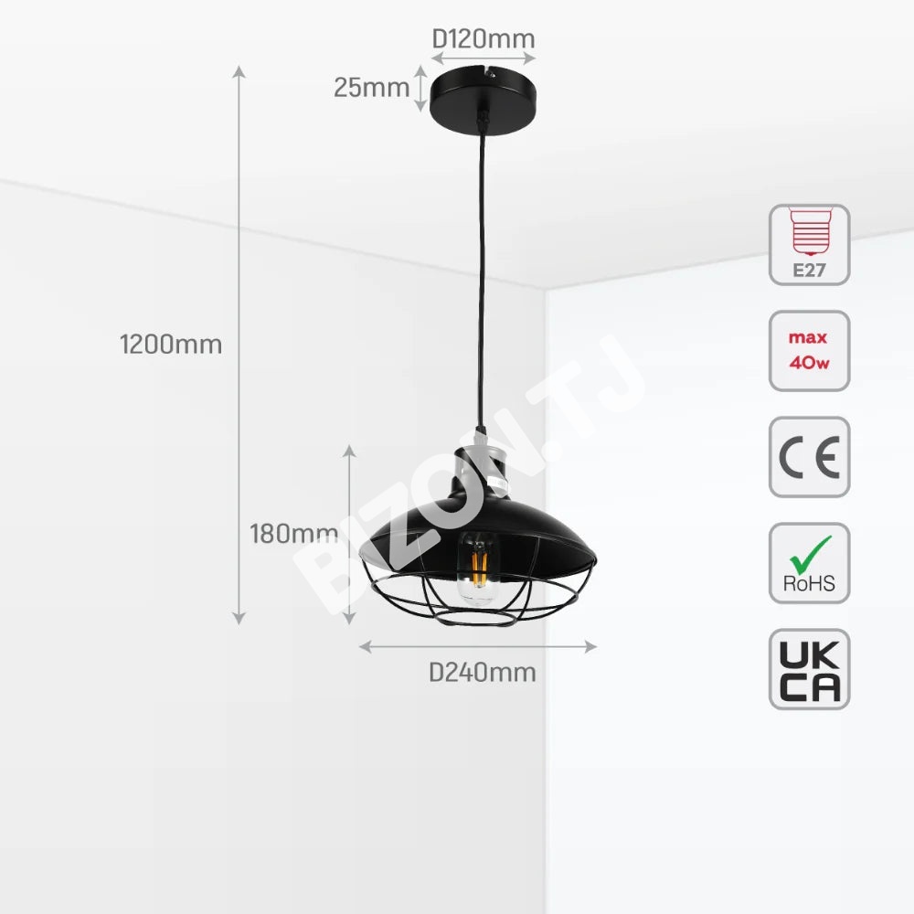 FIRMATO E27 Large черный D250, 159-18127 5