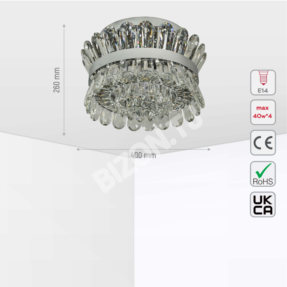 Люстра C1860 9xE14 хром 580 мм, 159-18074 19