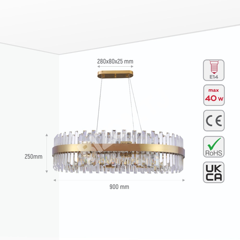 Светильник Coffin Crystal золотой металл Island Chandelier потолочный светильник L900 с 18xE14, 156-19562 7