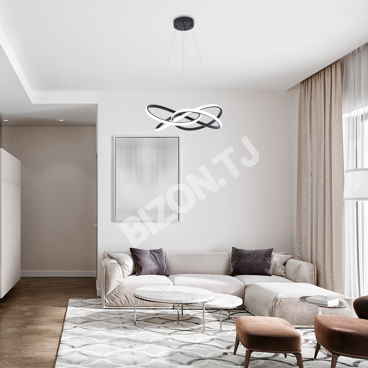 Люстра LED BS0730-BK 54 Вт песочный черный 3CCT, 159-18468 2