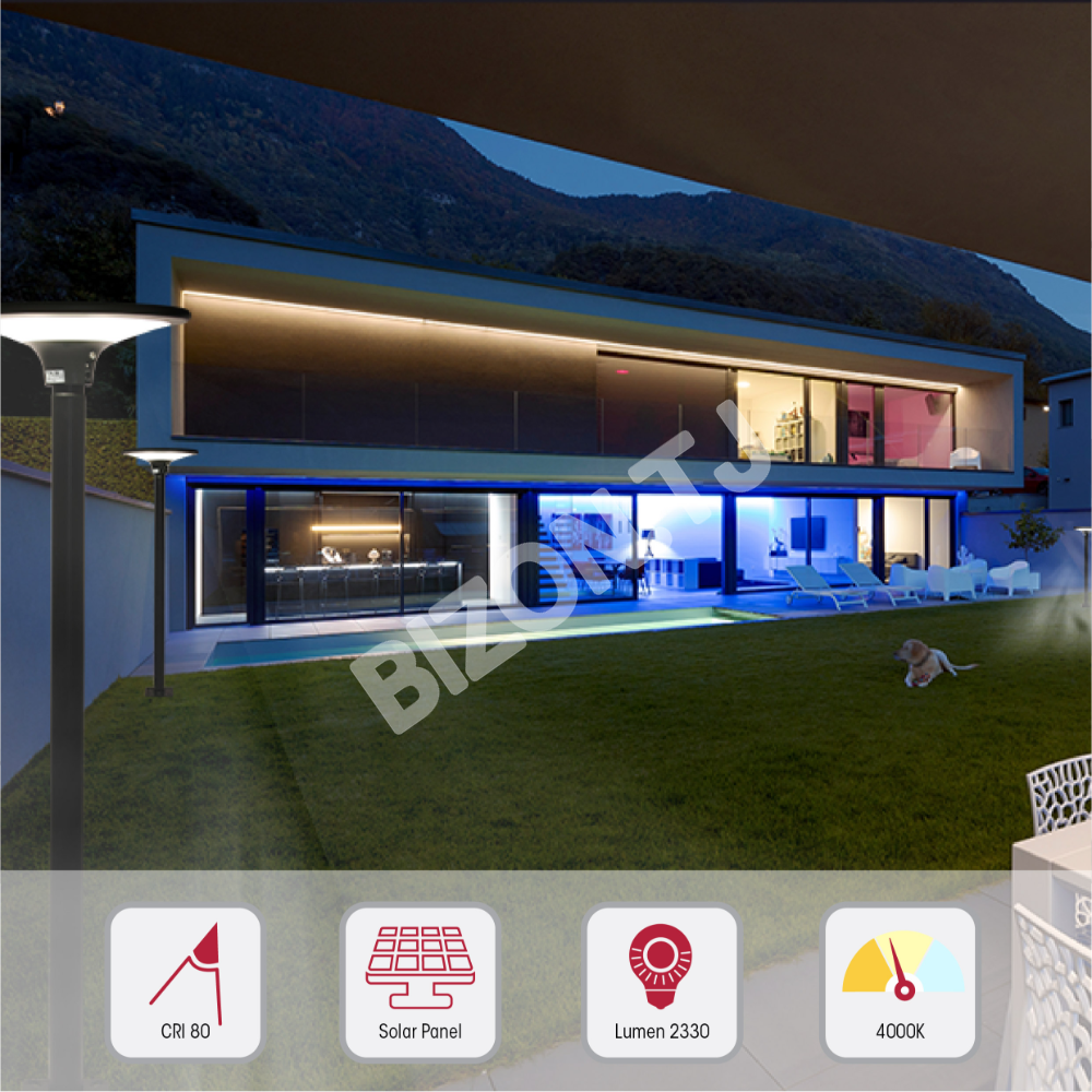 Лампа Светильник SOLAR LED лампа Post-Top Area 20 Вт светильник черный 4000 К, 260-03580 5
