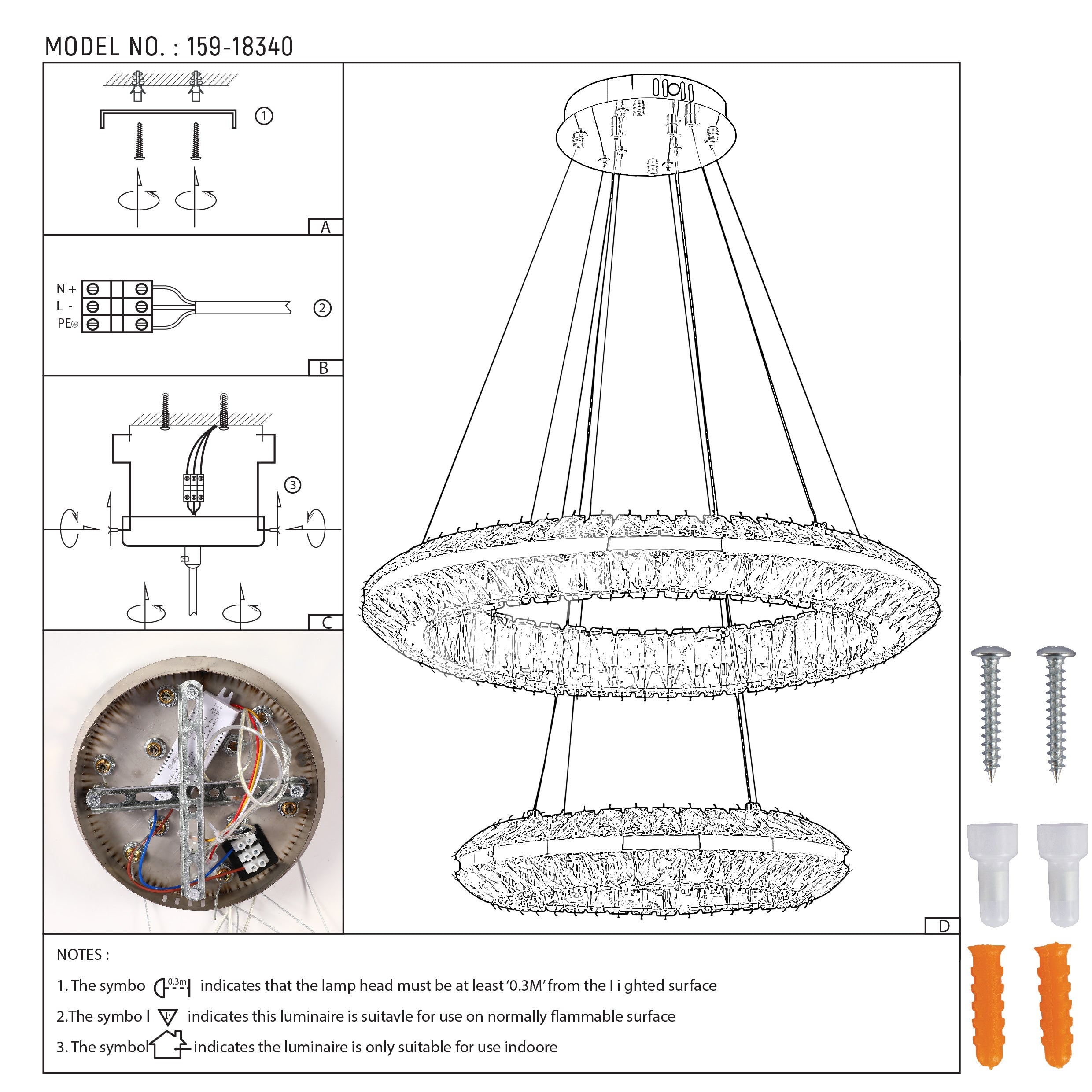 Люстра Crystal золотой CB242 600xW400мм 3 Colour (с, 159-18340 7