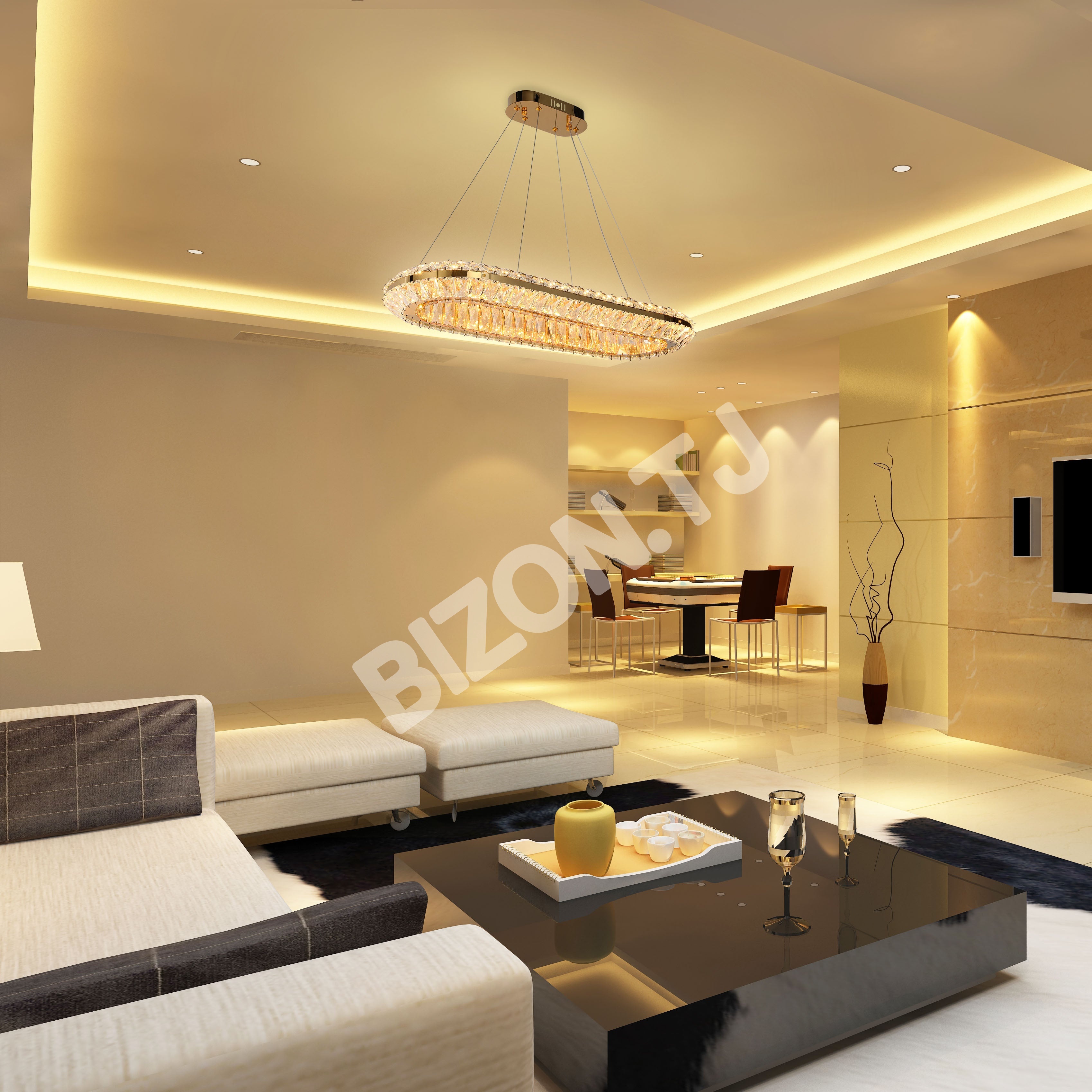 Люстра Crystal золотой CB242 600xW400мм 3 Colour (с, 159-18340 10