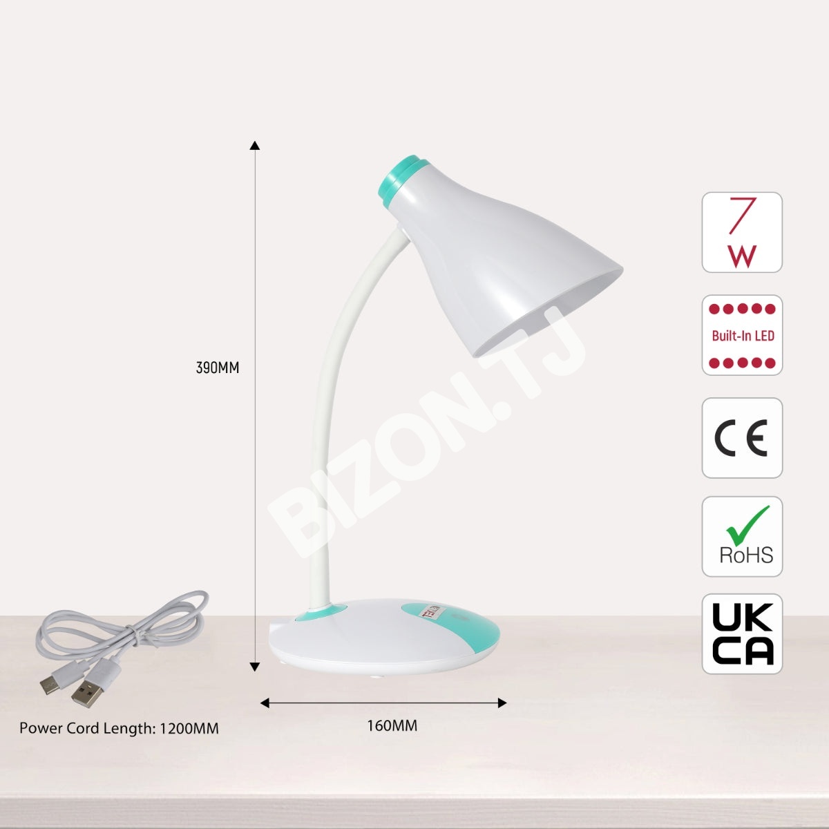 Лампа Gooseneck E27 Desk лампа синий 7 Вт 3000 К / 4000 К / 6000 К, 130-03758 4