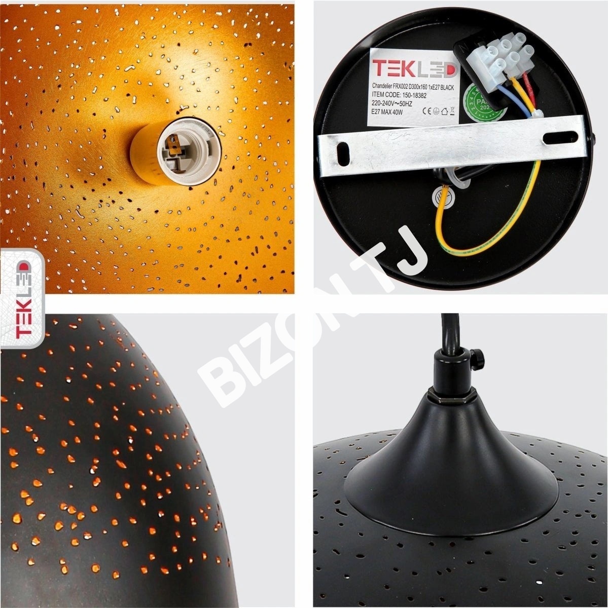 Черный золотой Dome Moroccan Night Milkyway потолочный подвесной светильник с E27 Fitting, 150-18380 13
