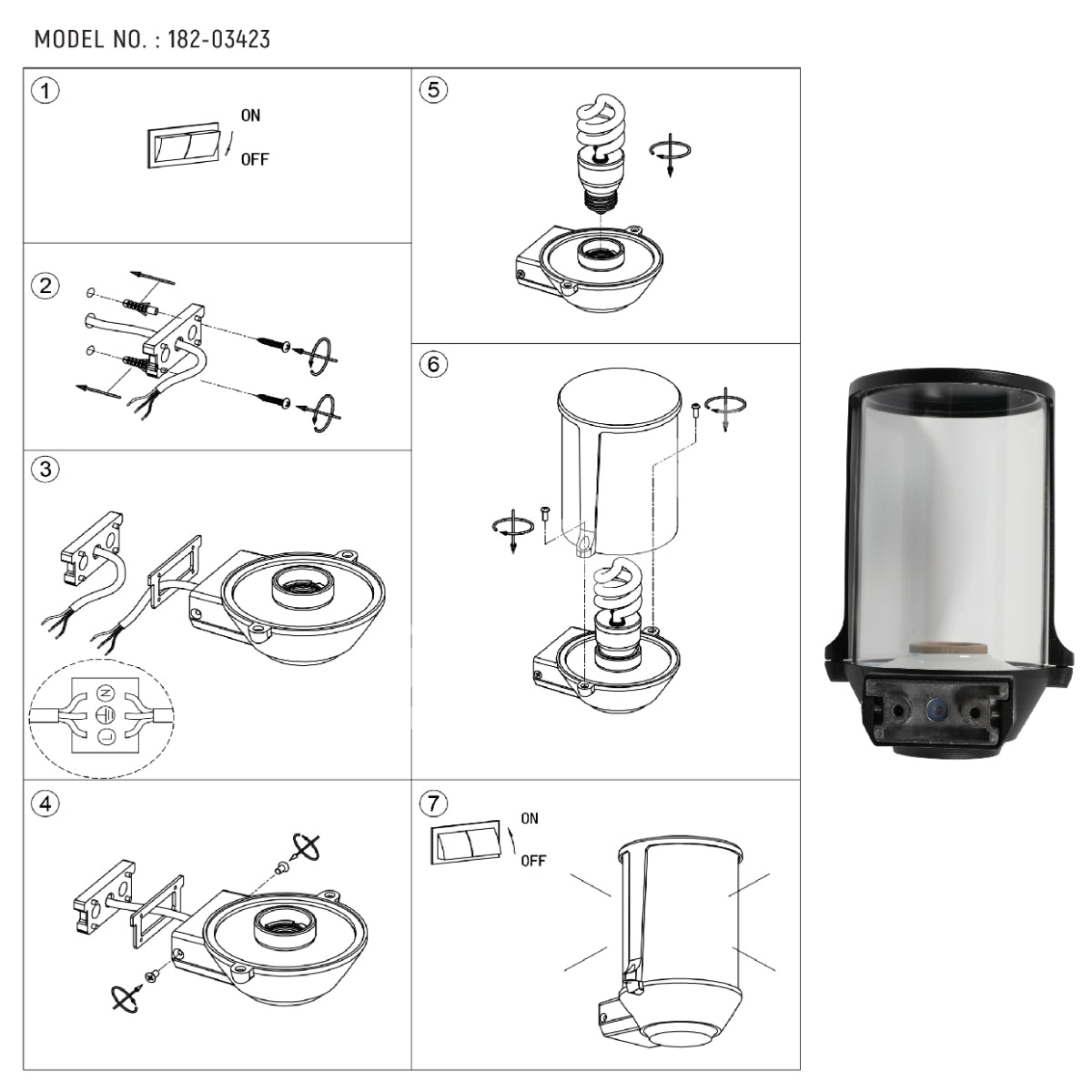 Lux классический уличный настенный светильник MDM600 E27 черный, 182-03423 7