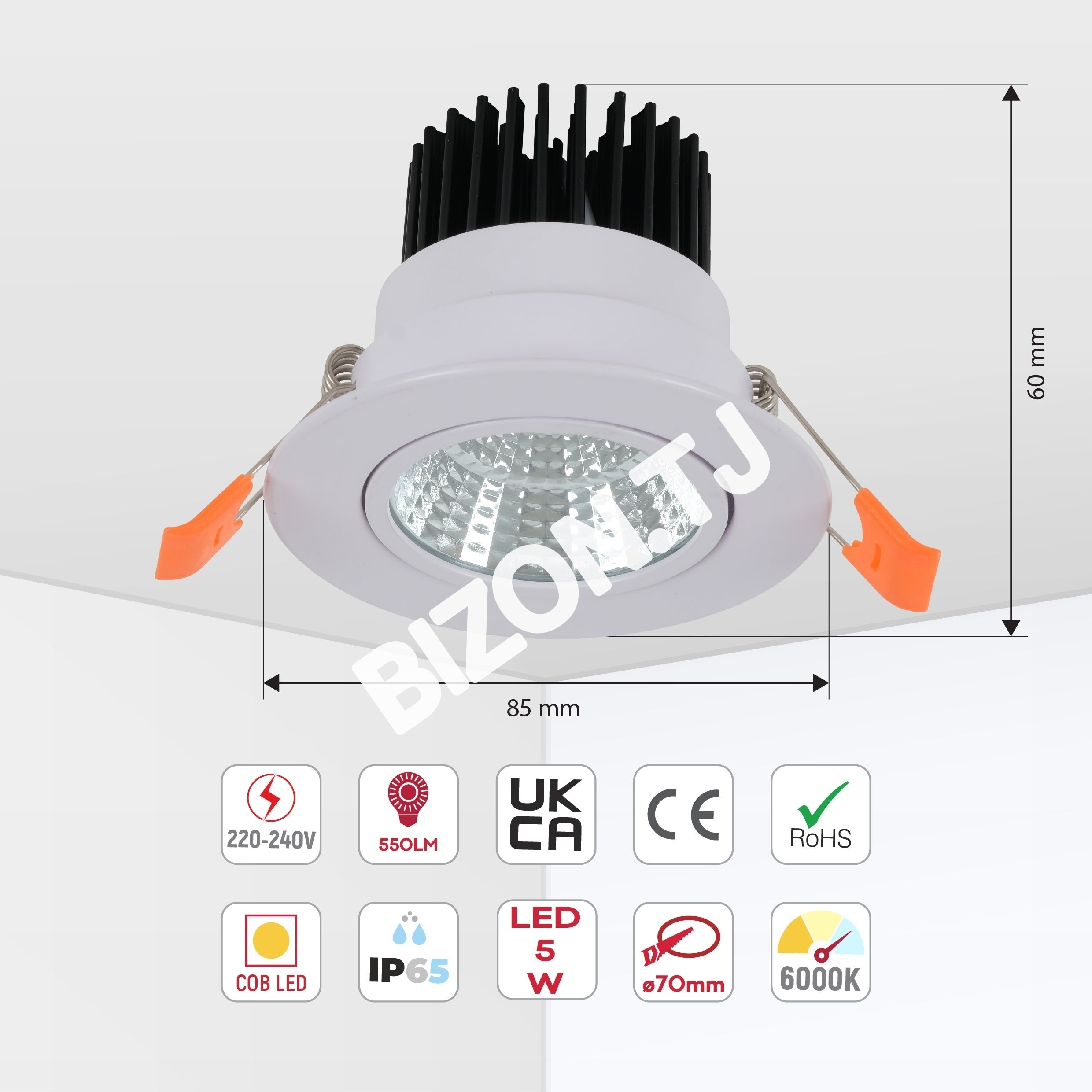 Светильник точечный LED COB 5 Вт 3000 К белый, 145-030010 25