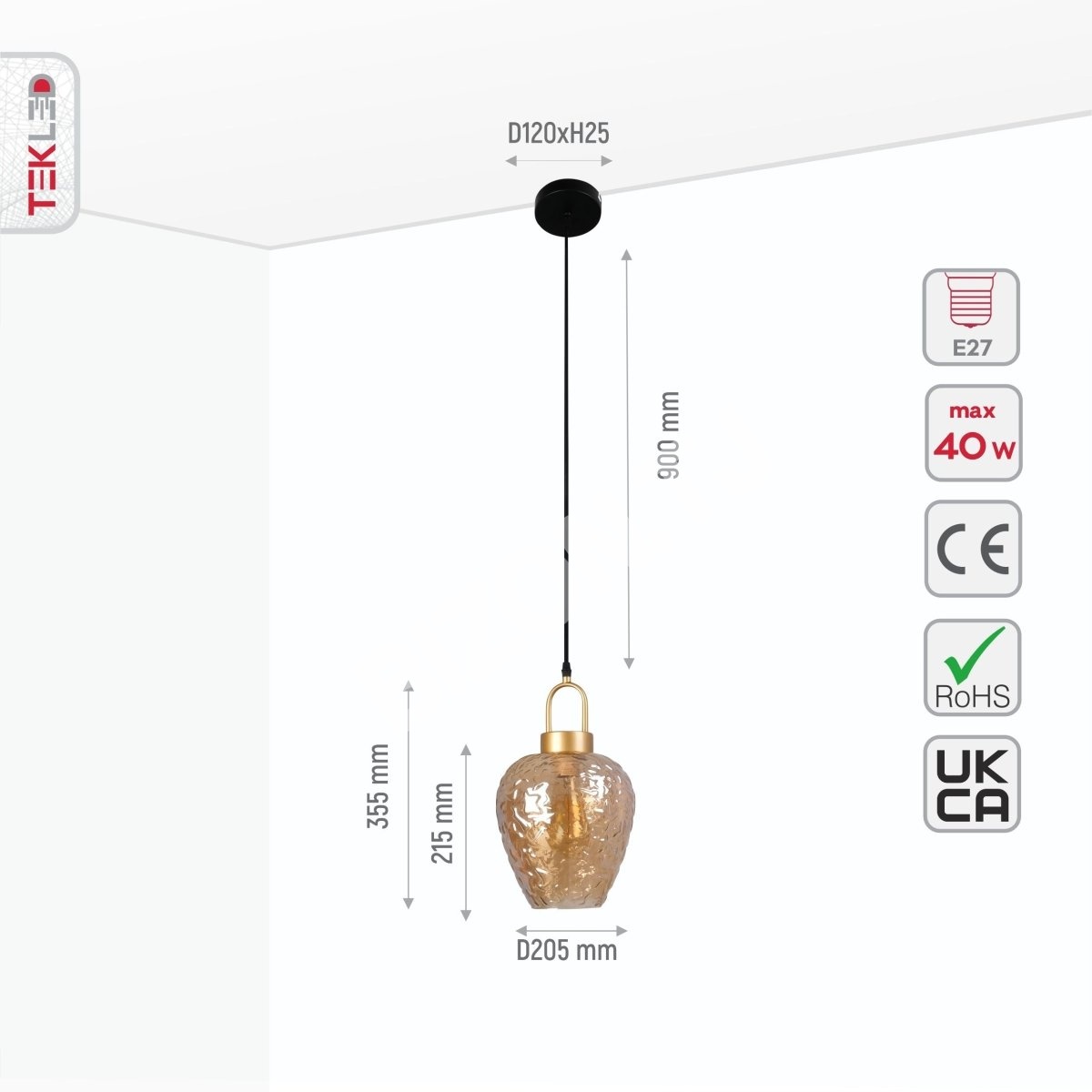 Люстра MIELE LUNGO 40 Вт 1xE27 D200xH12001, 159-17494 2