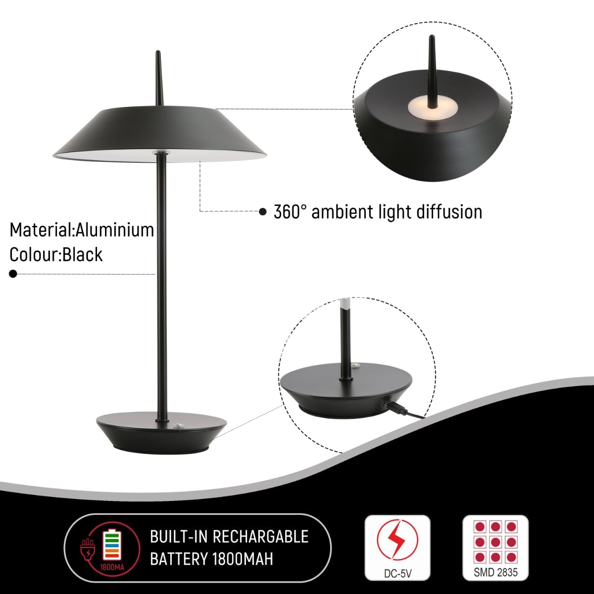 Светильник настольный SCANDINAVIAN 08 LED металл D200H365 белый, 130-03690 15