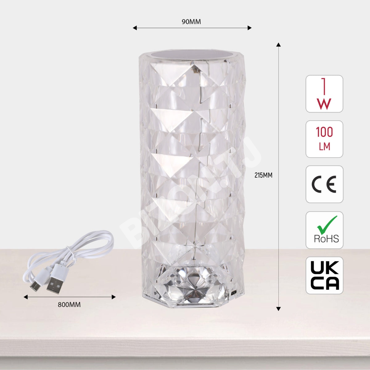 Светильник настольный LED Acrylic D90H215 TRANSPA, 130-03718 4