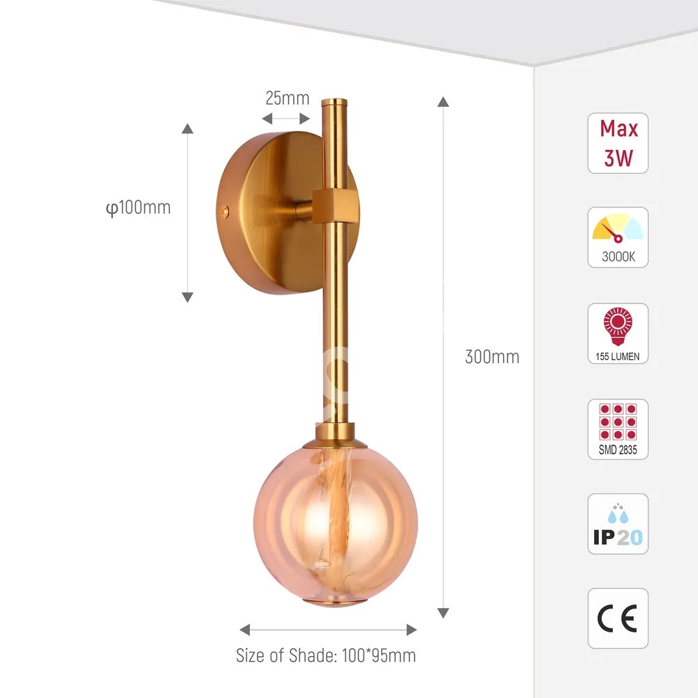 LED настенный светильник 39308-1A Clear стекло 3000 К, 151-20046 5
